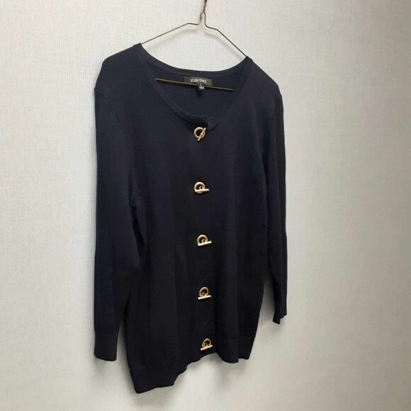 Ellen Tracy Black Cardigan with gold Toggle Closures long sleeved Size Large - Picture 4 of 8